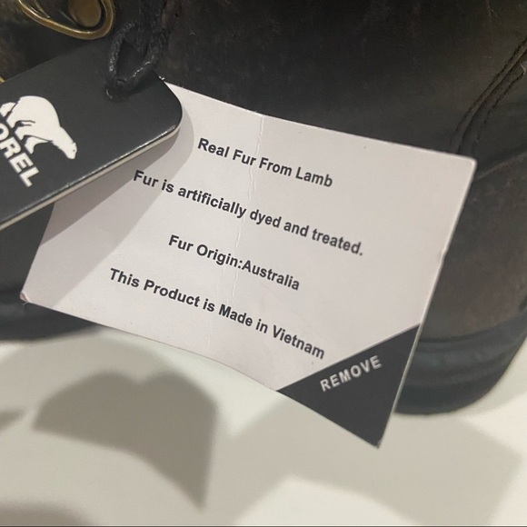 NWT Sorel Size 7 Lennox Lace Up Lamb Fur Brown Boots - Picture 9 of 9